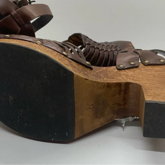 MIA Leather and Wood Woven Clogs-VINTAGE 90s (SIZE 8) - Picture 7 of 11